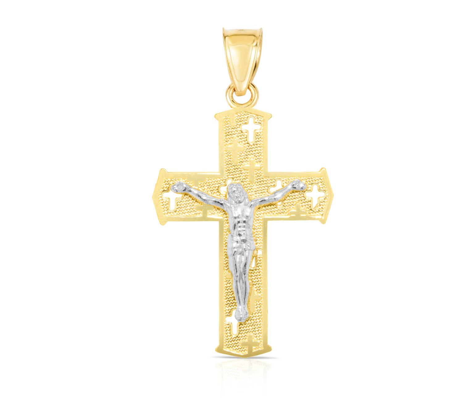 10k Yellow Gold Cross Theme Crucifix of Jesus Cross Religious Pendant