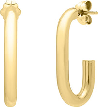 Load image into Gallery viewer, 14k Yellow Gold 27mm High Polish Hoop J Tube Drop Earrings
