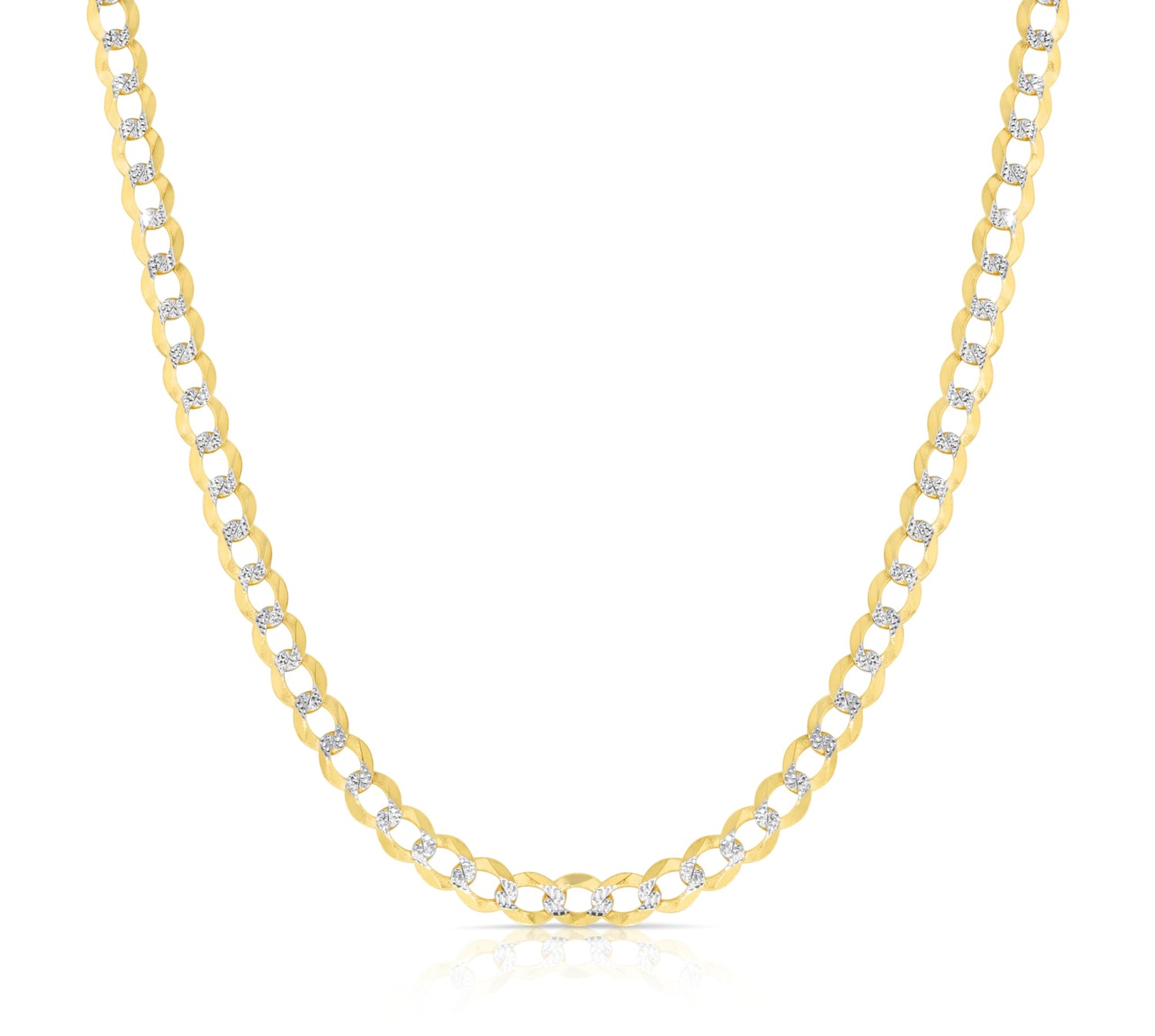 10k Yellow Gold and White Gold 6.5mm Lite Two-Tone Curb Cuban Chain Necklace