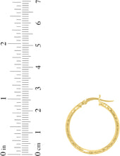 Load image into Gallery viewer, 10k Yellow Gold 2mm Diamond Cut Round Tube Hoop Earrings
