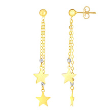 Load image into Gallery viewer, 14k Yellow Gold and White Gold 47mm Double Star Drop Earrings
