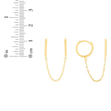 Load image into Gallery viewer, 14k Yellow Gold 11.9mm Duo Huggie Chain Earrings
