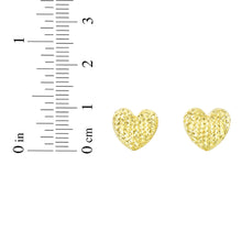 Load image into Gallery viewer, 14k Yellow Gold 7mm Small Diamond Cut Heart Post Earrings
