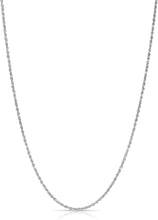 Load image into Gallery viewer, 14k White Gold 1.5mm Solid Rope Chain Diamond Cut Necklace
