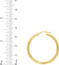 Load image into Gallery viewer, 10k Yellow Gold 3mm Diamond Cut Round Tube Hoop Earrings
