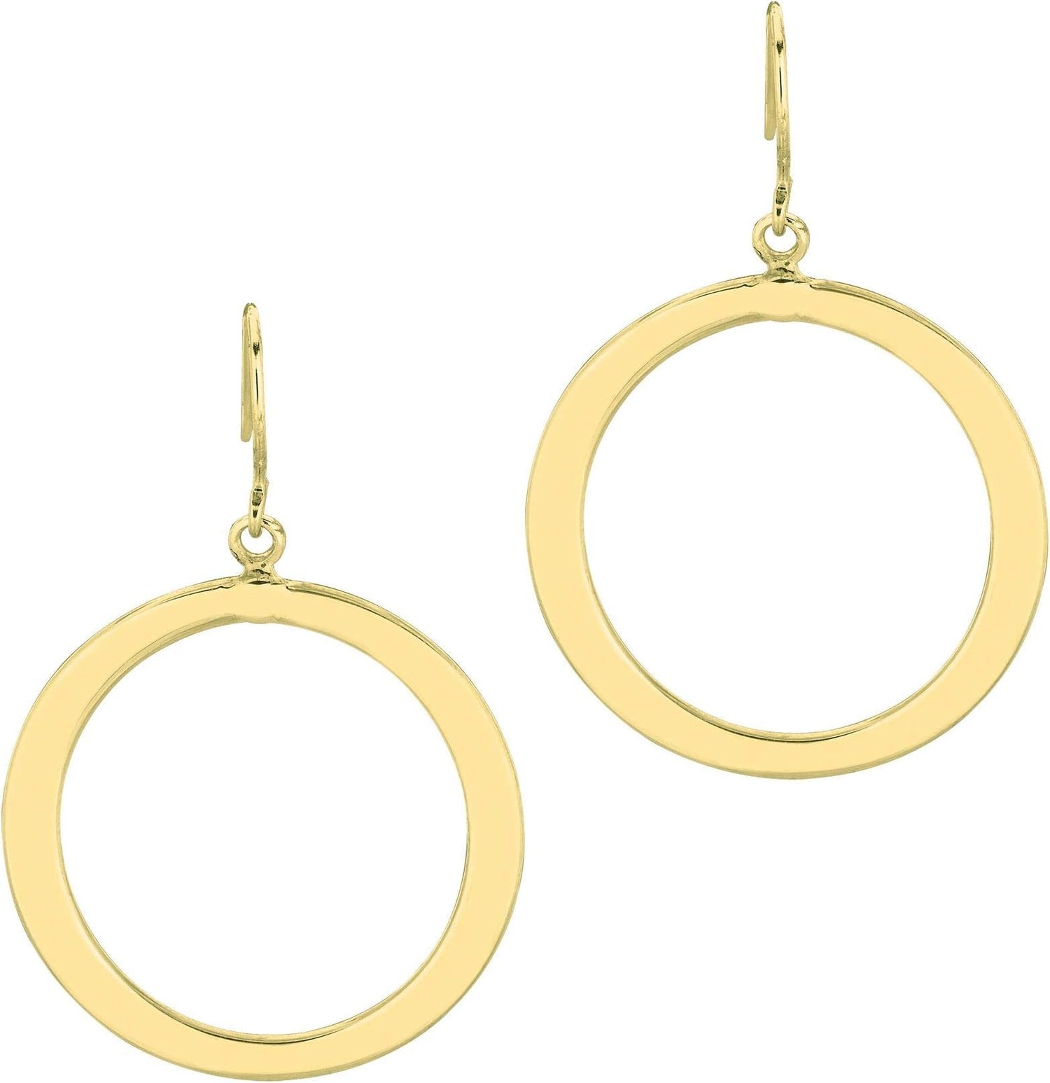 14k Yellow Gold 35mm Polished Open Circle Dangle Earrings