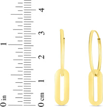 Load image into Gallery viewer, 14k Yellow Gold 32mm High Polish Paperclip Link with Endless Clasp Drop Earrings
