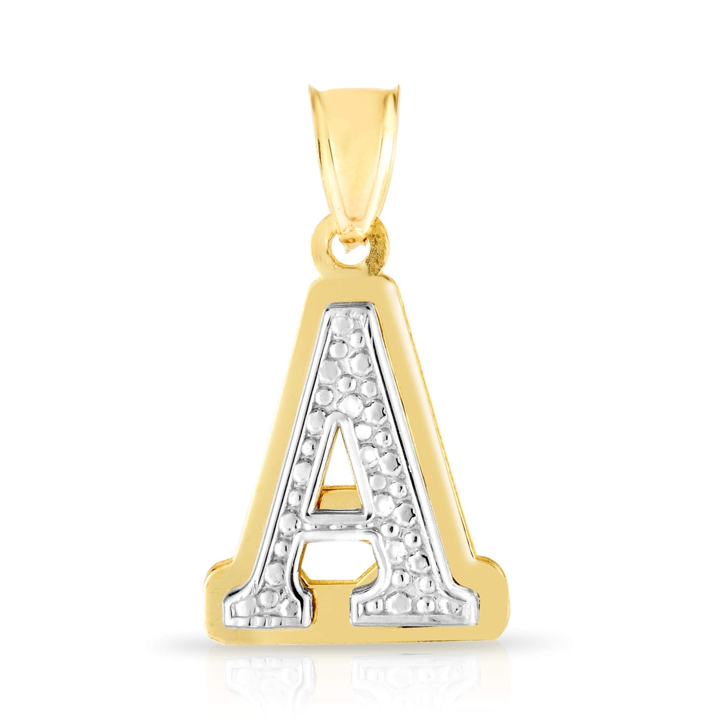 10k Yellow Gold and White Gold 15mm 3D Alphabet Initial A Pendant