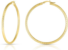 Load image into Gallery viewer, 10k Yellow Gold 2.5mm Diamond Cut Round Tube Hoop Earrings
