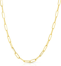 Load image into Gallery viewer, 14k Yellow Gold 3.5mm Solid Paperclip Link Chain Necklace
