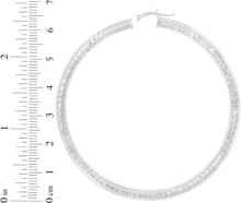 Load image into Gallery viewer, 10k White Gold 4mm Diamond Cut Round Tube Hoop Earrings
