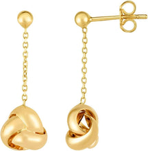 Load image into Gallery viewer, 14k Yellow Gold 26mm Polished Love Knot Drop Earrings
