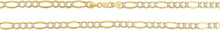 Load image into Gallery viewer, 10k Two-Tone Gold 6.5mm Lite Pave Diamond Cut Figaro Chain Link Bracelet or Anklet
