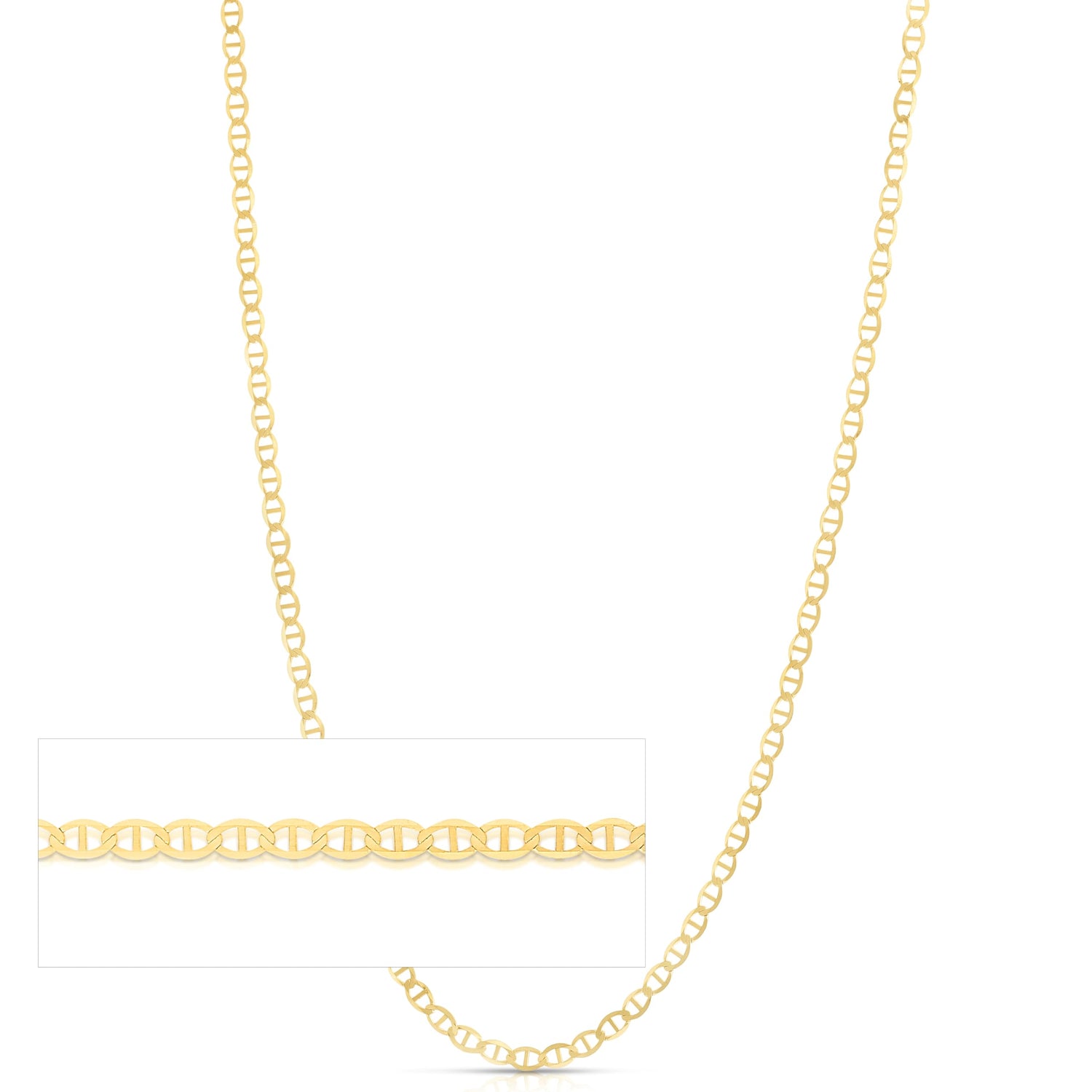 10k Yellow Gold 3.2mm Solid Mariner Link Chain Necklace