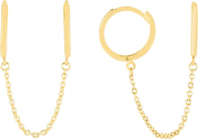 Load image into Gallery viewer, 14k Yellow Gold 11.9mm Duo Huggie Chain Earrings
