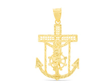 Load image into Gallery viewer, 10k Yellow Gold Jesus Christ Crucifix Anchor Religious Pendant
