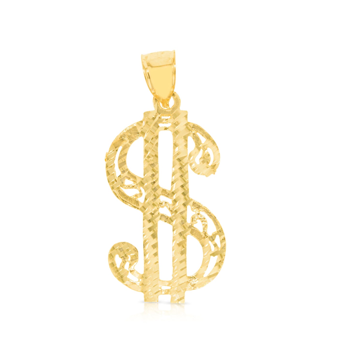 10k Yellow Gold Diamond Cut Dollar Sign Pendant