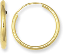 Load image into Gallery viewer, 14k Yellow Gold 15mm High Polish Circle Round Tube Endless Hoop Earrings
