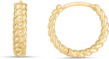 Load image into Gallery viewer, 14k Yellow Gold 12mm Braided Huggie Hoop Earrings
