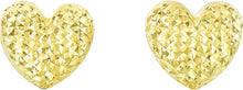 Load image into Gallery viewer, 14k Yellow Gold 7mm Small Diamond Cut Heart Post Earrings
