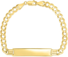 Load image into Gallery viewer, 10k Yellow Gold 6mm Solid Curb Personalized Engraved Name Bar Custom ID Link Bracelet
