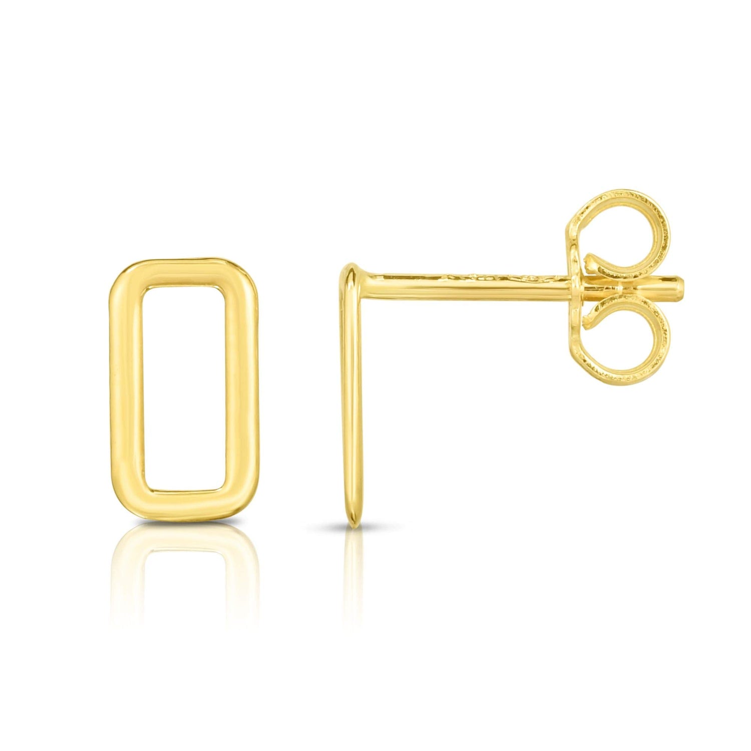 14k Yellow Gold 9mm Open Rectangle Stud Earrings