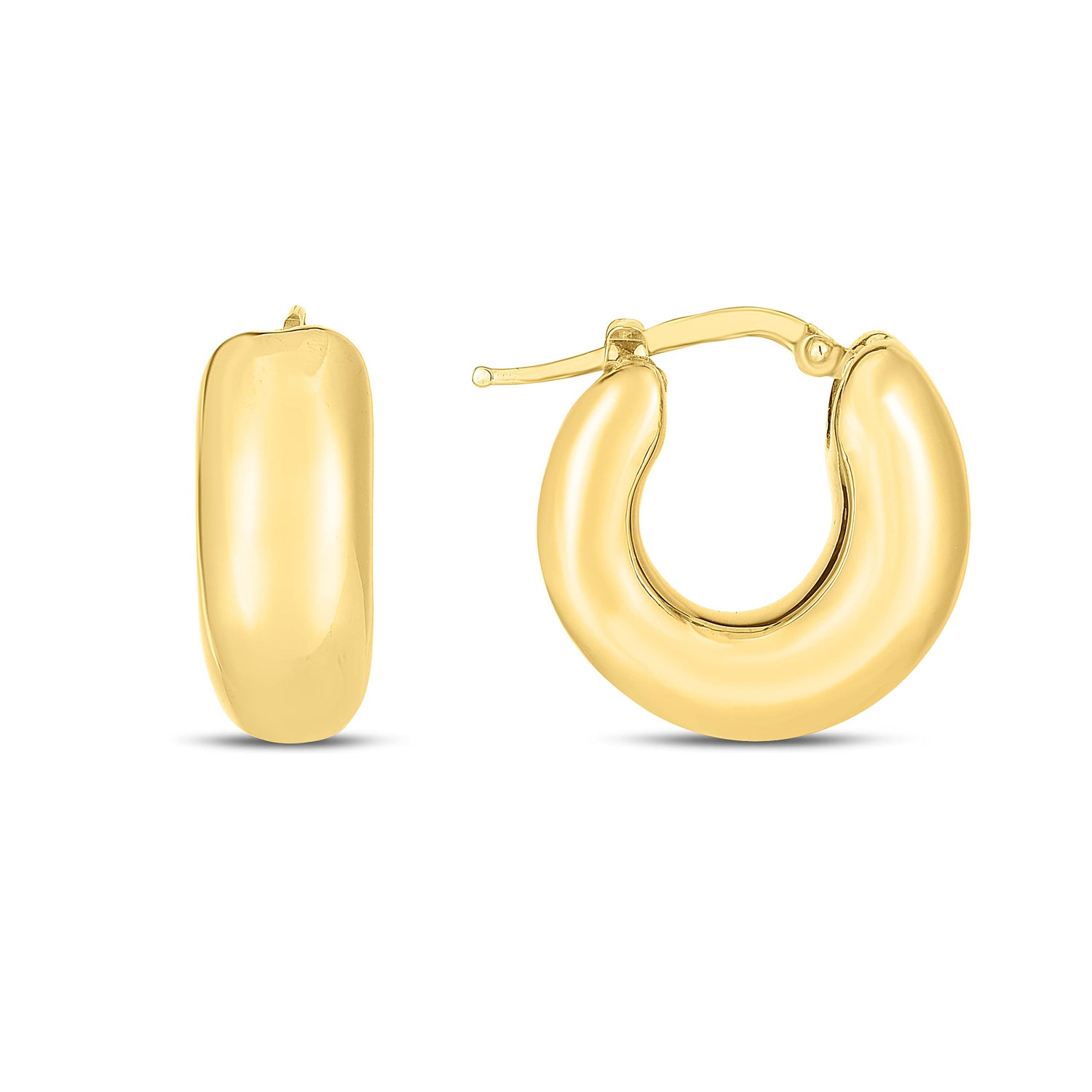 14k Yellow Gold 20mm Small Puffy Hoops Earrings