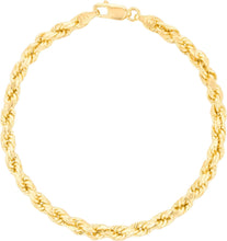 Load image into Gallery viewer, 10k Yellow Gold 5mm Diamond Cut Lite Rope Chain Bracelet or Anklet
