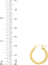 Load image into Gallery viewer, 10k Yellow Gold 3mm Diamond Cut Round Tube Hoop Earrings
