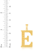 Load image into Gallery viewer, 10k Yellow Gold 1 Inch Extra Large Textured Letter Pendant A-Z Alphabet Pendant with Optional Rope Chain Necklace
