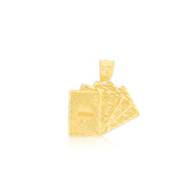 Load image into Gallery viewer, 10k Yellow Gold Royal Flush Playing Cards Pendant
