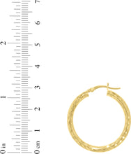 Load image into Gallery viewer, 10k Yellow Gold 3mm Diamond Cut Round Tube Hoop Earrings
