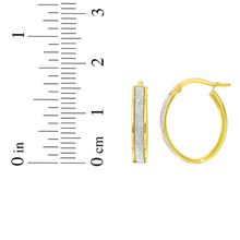 Load image into Gallery viewer, 14k Yellow Gold 15mm Glitter Oval Hoop Earrings
