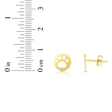 Load image into Gallery viewer, 14k Yellow Gold 8.5mm Paw Print Stud Earrings
