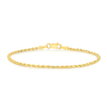 Load image into Gallery viewer, 10k Yellow Gold 2mm Diamond Cut Lite Rope Chain Bracelet or Anklet
