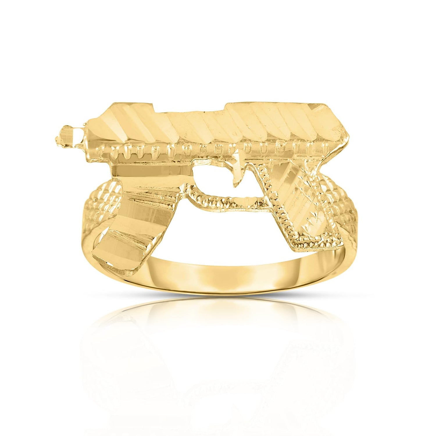 10k Yellow Gold Uzi Gold Gun Ring