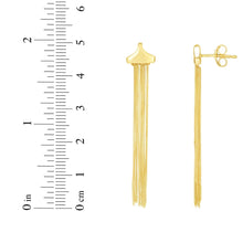 Load image into Gallery viewer, 14k Yellow Gold 50mm Multi Chain with Love Knot Linear Drop Earrings
