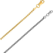 Load image into Gallery viewer, 14k Yellow Gold or White Gold 2.5mm Solid Round Box Chain Link Necklace
