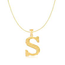 Load image into Gallery viewer, 10k Yellow Gold 1 Inch Extra Large Textured Letter Pendant A-Z Alphabet Pendant with Optional Rope Chain Necklace
