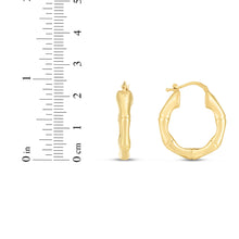 Load image into Gallery viewer, 14k Yellow Gold 25mm Bamboo Hoops Earrings
