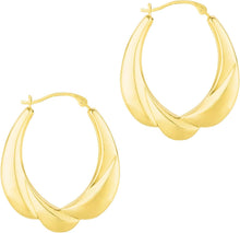 Load image into Gallery viewer, 14k Yellow Gold 20mm Puffy Scalloped Back to Back Hoop Earrings
