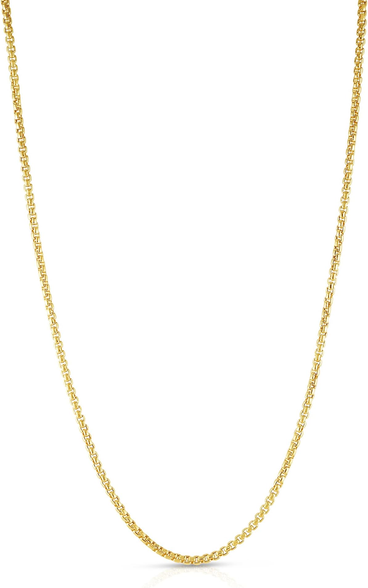 10k Yellow Gold 2mm Lite Round Box Link Chain Necklace