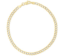 Load image into Gallery viewer, 10k Yellow Gold and White Gold 2.5mm Solid Two-Tone Curb Cuban Chain Bracelet or Anklet
