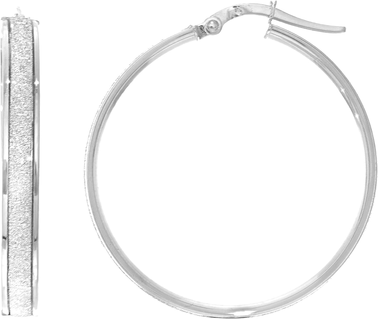 14k White Gold 30mm Glitter Hoop Earrings