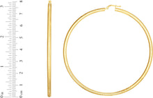 Load image into Gallery viewer, 14k Yellow Gold 3mm x 80mm Diamond Cut Hoop Earrings
