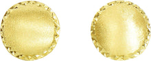 Load image into Gallery viewer, 14k Yellow Gold 8mm Satin Bead and Diamond Cut Post Earrings
