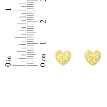 Load image into Gallery viewer, 14k Yellow Gold 7mm Small Diamond Cut Heart Post Earrings
