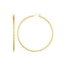 Load image into Gallery viewer, 14k Yellow Gold 60mm Round Diamond Cut Hoop Earrings
