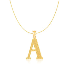 Load image into Gallery viewer, 10k Yellow Gold 1 Inch Extra Large Textured Letter Pendant A-Z Alphabet Pendant with Optional Rope Chain Necklace
