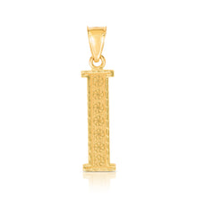 Load image into Gallery viewer, 10k Yellow Gold 1 Inch Extra Large Textured Letter Pendant A-Z Alphabet Pendant with Optional Rope Chain Necklace
